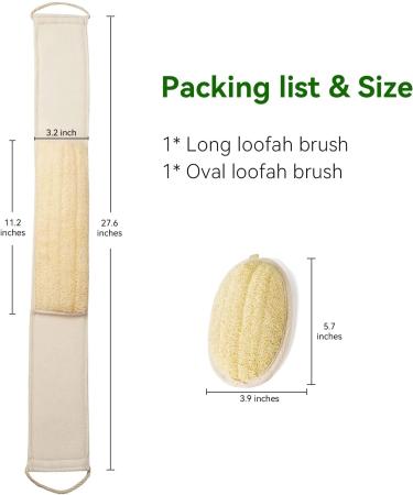 Natural Loofah Exfoliating Back Scrubber & Sponge Pad Set - 2 Pack | Large Shower Loofah Pads for Women | Deep Cleansing Bath Scrubber - Buy Online on GoSupps.com