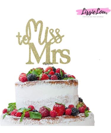 LissieLou Hen Party/Do Cake Topper Glitter with 'Miss to Mrs' Text (Made in the UK) - Gold - Buy Online on GoSupps.com