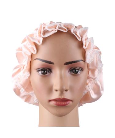 LEORX Satin Sleep Cap - Lace Decor Soft Silk Night Bonnet for Women (Pink) - Buy Online on GoSupps.com