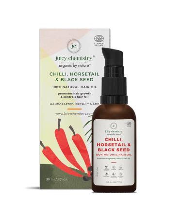 Juicy Chemistry Chilli  Horsetail & Blackseed Hair Oil For Hair Growth & Hair Fall Control  Clinically Tested  100% Certified Natural For Men And Women (30 Ml (Pack Of 1) Crimson Red)