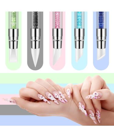 5Pcs Dual Tipped Nail Sculpture Pen with Silicone Rubber Tip - Nail Art Tool for Rhinestone & Polish Carving - Buy Online on GoSupps.com