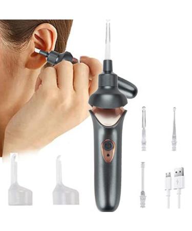 GYMO Electric Ear Plucking Artifact Adult Ear Picking Ear Scoop Children's Luminous Ear Wax Cleaner Soft Head Ear Wax Cleaning Care with Light Black