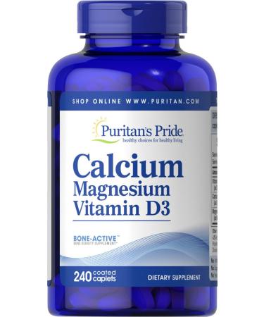 Puritan's Pride Calcium Magnesium with Vitamin D Helps Maintain Bone Strength 240 Caplets
