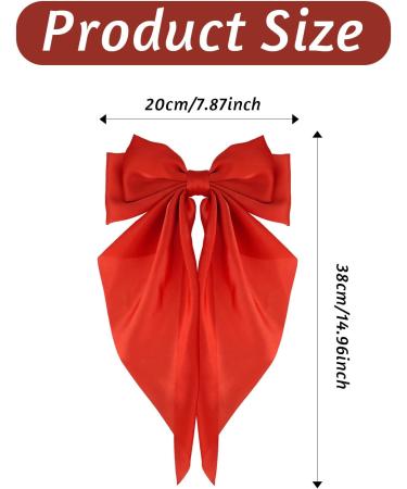 4 Pieces Silky Satin Hair Bows Ribbon Hair Barrettes Clip Big Bow Hair Clips for Women Girls French Barrette Long Tail Hair Accessories Red Dark Green Black White Black + White + Red + Dark green - Buy Online on GoSupps.com