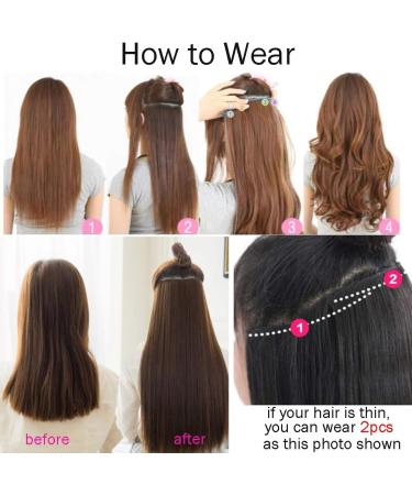 3/4 Full Head Clips in on Synthetic Hair Extensions Hairpieces with 5 Clips Half Head Ombre Long Straight 26 Inches Dark Brown 26"-Straight Dark Brown - Buy Online on GoSupps.com