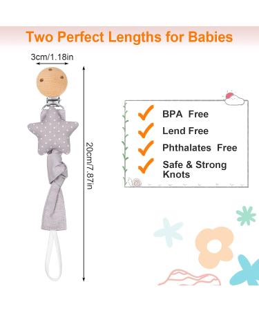 Fanshionide Wood Pacifier Chain - 3 Stick Baby Nuckle Chain with Cute Knitted Cartoon Straps for Boys & Girls - BPA-Free Newborn Accessories - Buy Online on GoSupps.com