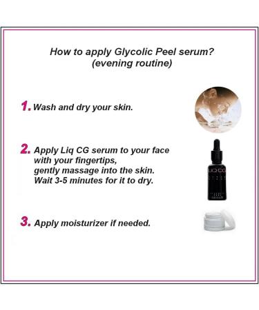 GLYCOLIC PEEL Serum Night for Face LIQ CG. All Skin Types 7% Glycolic Acid + Hyaluronic Acid + Vitamin E. Removes Dead Cells Revealing Smoother Brighter Firmer Younger Looking Skin. Fades Hyperpigmentation Age Spots and Sun Damage. Helps Reduce Fine Lines - Buy Online on GoSupps.com