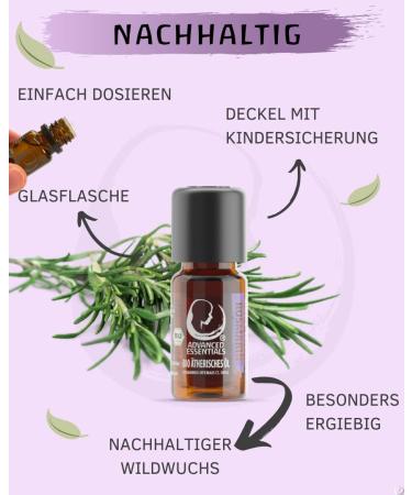 Organic Rosemary Oil Essential Oil (Cineol) - 10ml - Pure Spanish Rosemary for Biologically Cultivated Wellness - Buy Online on GoSupps.com
