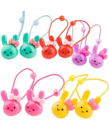 cuhair 10 pieces rabbit design girls children ponytail holder hair tie hair rope hairband hair accessories