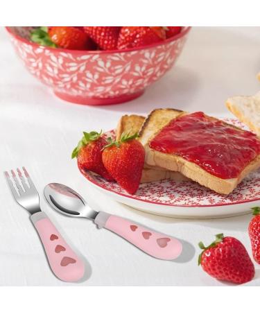 Vicloon Baby Fork and Spoon Set - Stainless Steel Cutlery for Children | Short Handle Training Tableware | Ergonomic Design for Self-Feeding | Transparent Love Design - Buy Online on GoSupps.com
