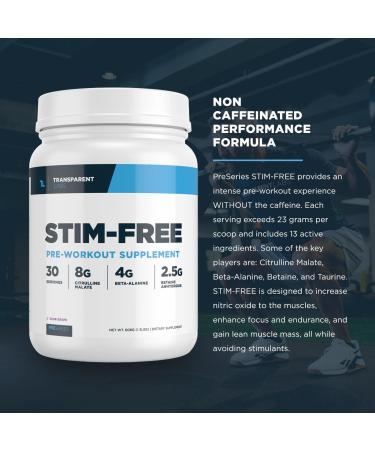 Transparent Labs Stim-Free Pre-Workout Powder - Caffeine-Free Pre-Workout for Men & Women | Beta Alanine Citrulline Malate elevATP | 30 Servings Strawberry Lemonade - Buy Online on GoSupps.com
