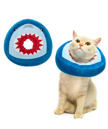EXPAWLORER Cat Cone Collar Soft - Cat Recovery Collar Cute Donut for Wound Healing, Protective E- Collar After Surgery, Elizabethan Collars for Kitten and Small Dogs Shark