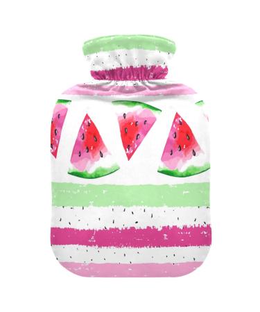Heat bottle with cover 1 l of durable warm-up bag for hand feet shoulder and neck pain cramps heating press and heat therapy patterns made of watercolor water melon on colorful striped