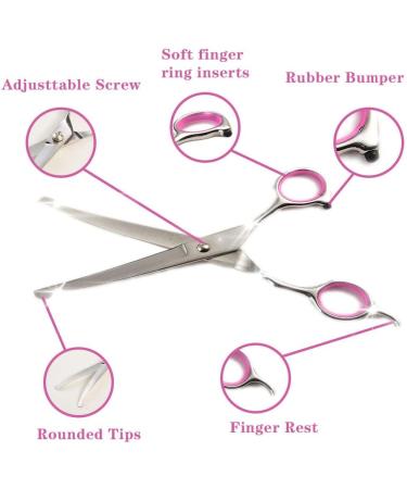 7 Inch Curved Dog Grooming Scissors | Stainless Steel Professional Shears for Pets with Safety Round Tips - Buy Online on GoSupps.com