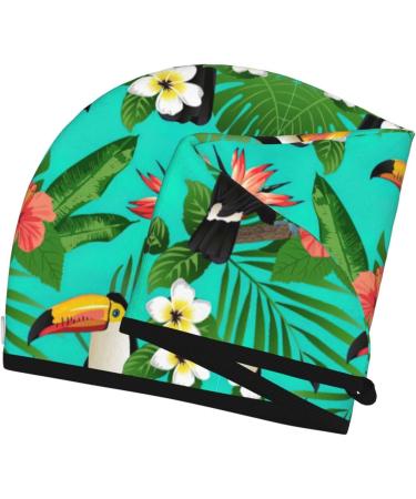 Tropical Birds Coral Velvet Quick-Dry Hair Cap | Travel & Home Hair Towel for Men & Women - Shop Now - Buy Online on GoSupps.com