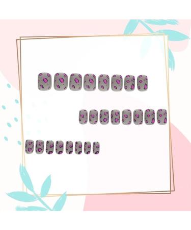 24PCS Matte Leopard Press On Nails - Short Square Fake Nails | Frost Grey Acrylic Glue-On Nails for Women & Girls - Ballerina Manicure Animal Print Designs - Buy Online on GoSupps.com