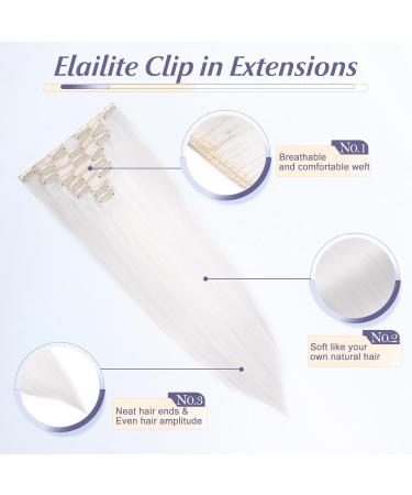 Elailite Synthetic Clip in Hair Extensions - 18 Clips 58cm Long 140g - Straight White Hairpiece for International Shipping - Buy Online on GoSupps.com