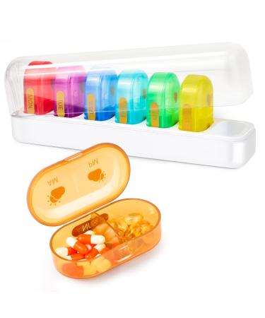 Weekly Pill Organizer 7-Day XXL Large Pill Organizer Cute and Colorful Pillbox Detachable Pill Box with Clear Lids for Vitamin Medicine Supplement Fish Oil