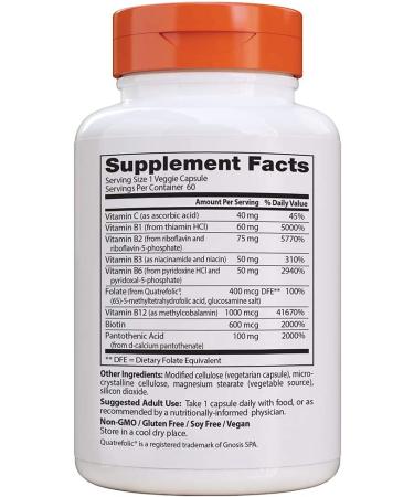 Doctor's Best Fully Active B Complex with Quatrefolic | 60 Veggie Caps - Boost Energy & Support Health - Buy Online on GoSupps.com
