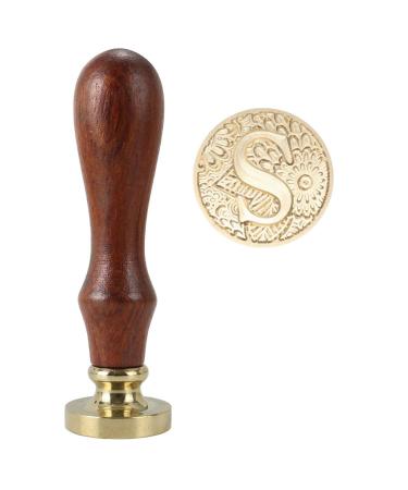 Letter S Wax Seal Stamp  Yoption Brass Head Botanical Alphabet Initial Sealing Stamp with Wooden Handle - Buy Online on GoSupps.com