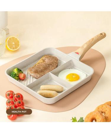 Kahdsvby Durable Multipurpose Fried Egg Pan Aluminum Alloy Frying Pan 3 in 1 Steak Breakfast Pan Cooking Pan Kitchen Utensils - Buy Online on GoSupps.com