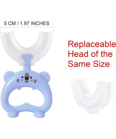 360 U-Shaped Toothbrush for Kids Ages 2-8 | Complete Set: Blue & White Hamsters Interchangeable Heads Incentive Stickers | Perfect for Round Teeth Cleaning - Buy Online on GoSupps.com