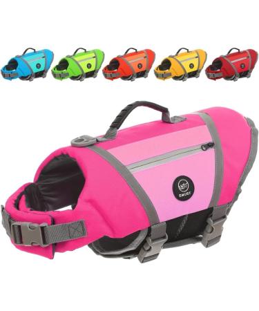 Emust dog chimney for swimming adjustable dog swimming vests for small dogs with hooks & loops reflective dog swimming vests with quick locking buckles for bulldogs S pink