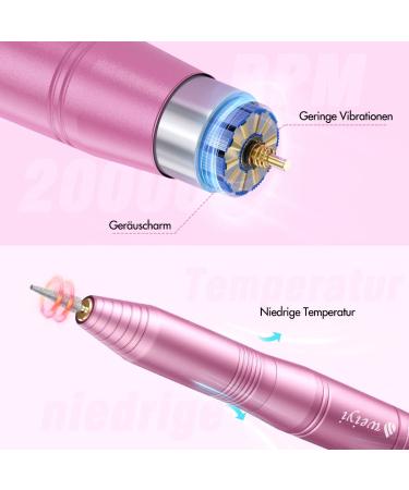 Weyi Nail Miller - 20 000 RPM Electric Nail File & 11-in-1 Manicure Set for Gel & Acrylic Nails | Adjustable Speed | Pink - Buy Online on GoSupps.com