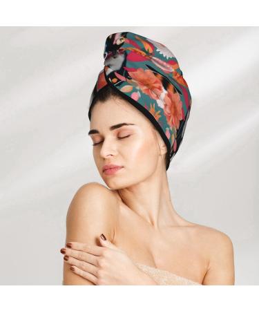 Cattle Dog Florals Coral Velvet Dry Hair Cap | Unisex Wet Towel Wrap for Bathing Pool Parties and Beach Perfect Home Accessory - Buy Online on GoSupps.com