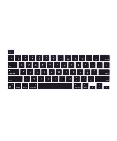 US English Layout Keyboard Cover for MacBook Pro 13" (2022 M2 Chip / 2020 M1 Chip) / Old Pro 16" (2019) Model A2338/A2289/A2251/A2141 Black Silicon Keyboard Protector Skin