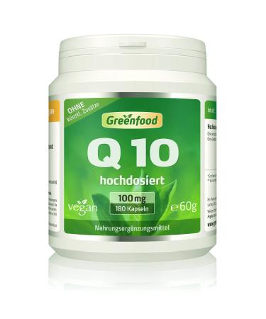 Coenzyme Q10 100 mg pure Q10 high dose 180 capsules - made by natural fermentation.Without artificial additives without genetic engineering.Vegan.180 pieces (1 Pack)