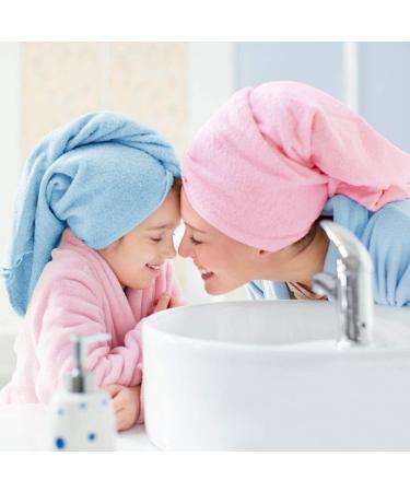 Betroy Wrap Turban Towel Set - 4 Ultra-Suction Microfiber Hair Drying Towels (51x22cm) in Blue Pink Purple Yellow - Perfect for Fast Drying & Salon Results - Buy Online on GoSupps.com