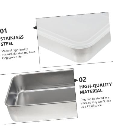 Alipis 1 Set Stainless Steel Bakeware Cake Pp Lunch Box 26X20X5CM Silver - Buy Online on GoSupps.com
