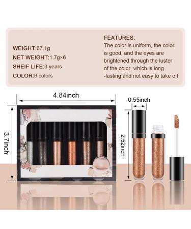 6Pcs Liquid Glitter Eyeshadow & Eyeliner Set - Silver & Gold Palette | Shimmer, Sparkle, and Metal Glitter Eyeshadow Sticks - Longwear Formula - Buy Online on GoSupps.com