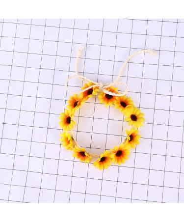 SOLUSTRE Daisy Flower Headband Boho Sunflower Crown Hair Wreath Floral Garland Crown Boho Headpiece Bridal Hair Band (Yellow) - Buy Online on GoSupps.com