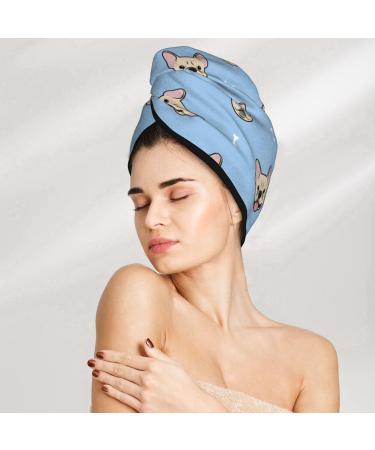 Hair Towel Wrap - Quick Drying Towel Turban for Effortless Style | Cute French Bulldog Design - Buy Online on GoSupps.com