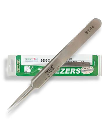 P-Beauty Cosmetic Accessories | VETUS eyelash tweezers for eyelash extensions ST-14 | Ideal for individual eyelashes & volume technique | Includes protective cap | VETUS ST-14