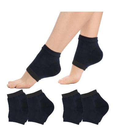 Sibba 2 Pairs Gel Heel Socks Soft Moisturizing Socks for Cracked Heel Treatment Ventilate Open Toe Socks Day Night Care Skin Beauty Spa Treat Dry Hard Foot Men and Women (Black) 2pair Black 4.0