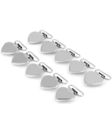 Jeanoko 10pcs Heart Shaped Pacifier Clips - 20MM Nickel Duckbill Buckle Strap for Soothing Babies | International Shipping - Buy Online on GoSupps.com
