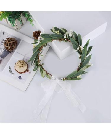 Minkissy Olive Leaf Hair Wreath - Elegant Flower Garland Crown for Brides & Women - Fairy Headband Hair Jewelry - Buy Online on GoSupps.com