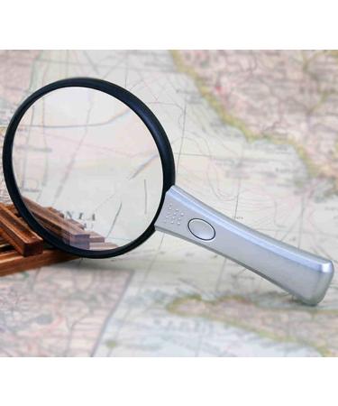 Handheld Magnifying Glass Acrylic Frame Optical Lenses 2 LED Lights 200 90 25mm(with Battery) Magnifiers