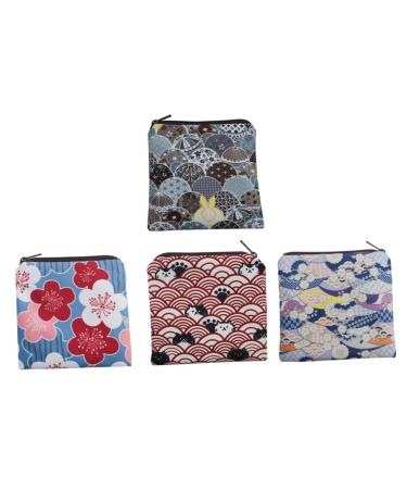 Healvian Multitool Wallet 4Pcs napkin storage bag pouch holder zipper wallet kitten Outdoor Period Bag polyester Tampon Bag carry Nursing Pad Pouch student Girl Purses