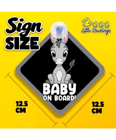 2pcs Baby on Board Car Warning Sticker Set with Suction Cups - Donkey Design - Buy Online on GoSupps.com