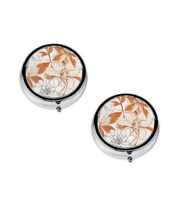 Hibiscus Flowers Printed Mini Round Pill Box Pill Box 3 Compartment Medicine Pill Case Pill Organizer Travel Pillbox Portable Pill Box for Pocket Home Office Use