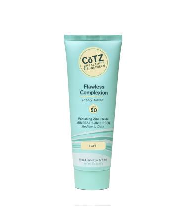 CTZ Flawless Complexion Richly Tinted | Facial Mineral Sunscreen | For Medium to Dark Skin Tones | All Skin Types | Broad Spectrum SPF 50 | 2.5oz / 70 g