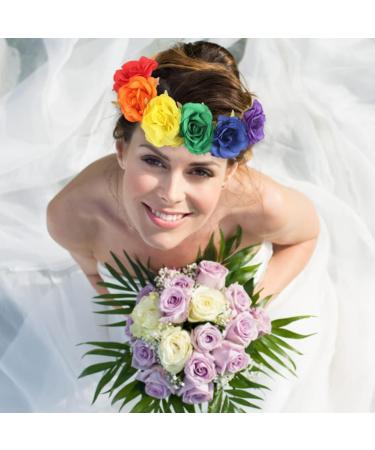 Gay Pride Headband Rainbow Flower Headband Rose Flower Headpiece Pride Hair Accessories for Pride Party Style 2 Rainbow Hair Wreath colorful 2 - Buy Online on GoSupps.com