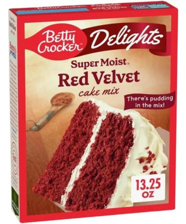 Betty Crocker Delights Super Moist Red Velvet Cake Mix 13.25 oz | Delicious and Spongy | Ready to Bake in Minutes | 2 x 375g - Buy Online on GoSupps.com