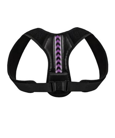 Back Posture Corrector Belt Adjustable Shoulder Neck Spine for Column Posture Correction for Women Men Straightener A - Black Purple L