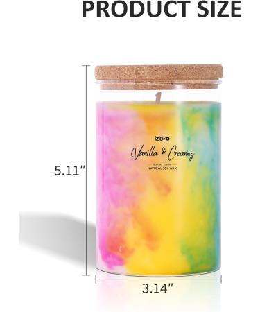 IZIDDO Colourful Scented Candles - Vanilla & Creamy Aromatherapy | 15oz Long-Lasting Handmade Candle for Home Gifts & Birthdays - Buy Online on GoSupps.com