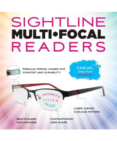 Shop Sightline F207 Medium Fit Multifocus Progressive Reading Glasses - Black 2.5x | International Shipping Available - Buy Online on GoSupps.com